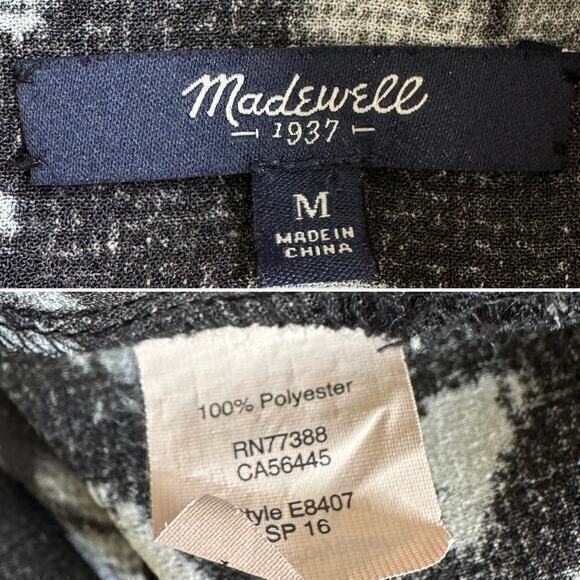 Madewell Industry Button Up Back Top Batik Grid Size M - Picture 7 of 9